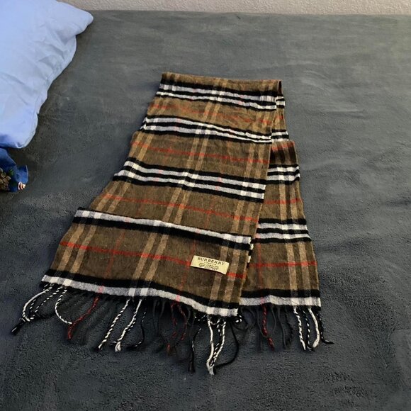 BURBERRY scarf 100% authentic brown check lambswool pre owned - Picture 5 of 8
